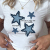 Stylish Star Pattern Print T-shirt - Unique Creative Design, Relaxed Fit, Short Sleeve, Classic Crew Neck - Perfect for Summer Wardrobe, Ideal for Outdoor Activities Tee For Adult, Women, Teen, Teenager, Adolescent,Youth.
