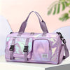 Large Capacity Women'S Nylon Travel Duffel Bag - Pink Iridescent Weekender Gym Tote with Shoe Compartment, Shoulder Strap & Multiple Pockets - Versatile Sports & Fitness Carry-On