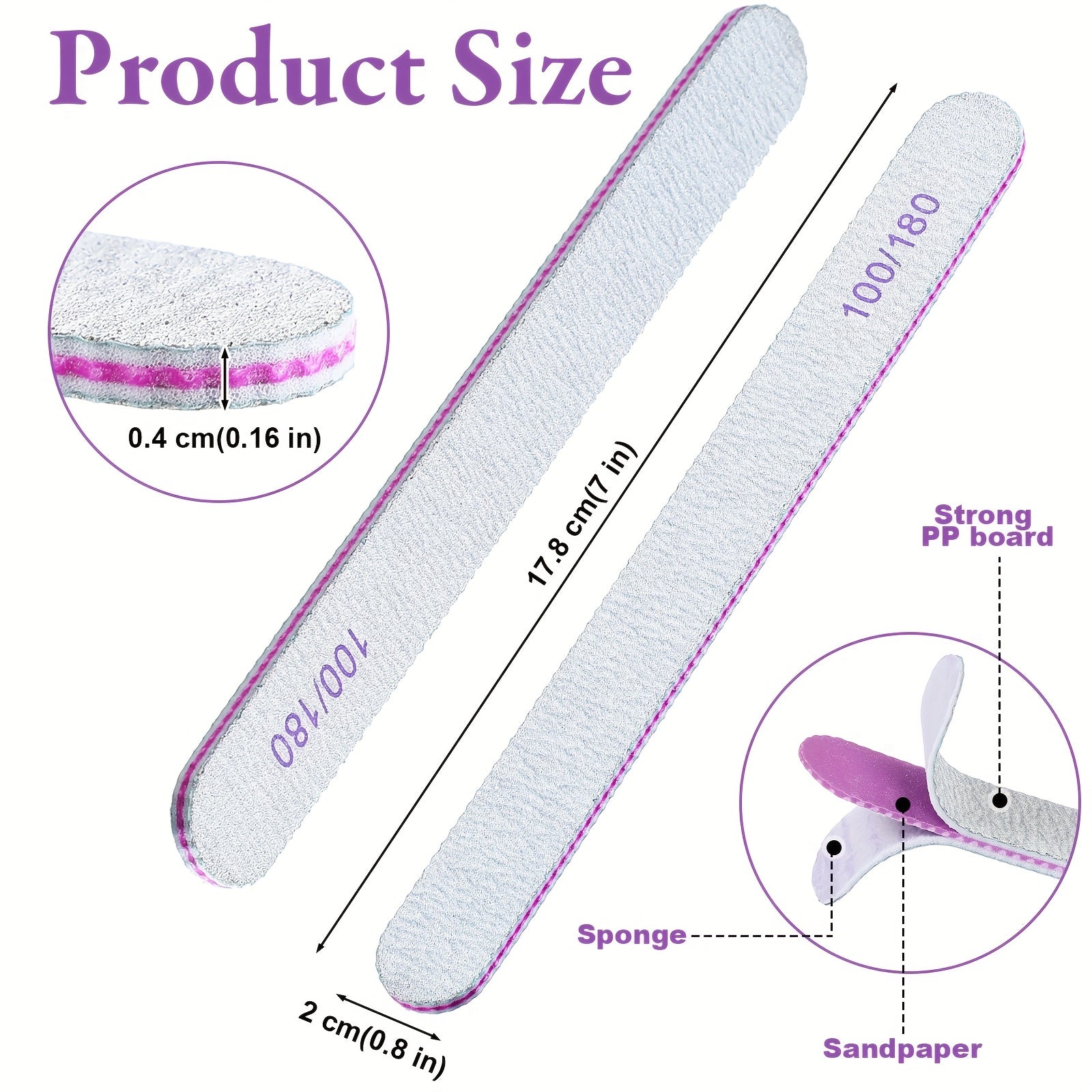 200pcs Nail Files - 100/180 Grit Double Sides Emery Boards Reusable Nail Files for Acrylic & Natural Nails - Professional Manicure Tools for Home & Salon Use - Oval Shape - Perfect Gift for Nail Enthusiasts