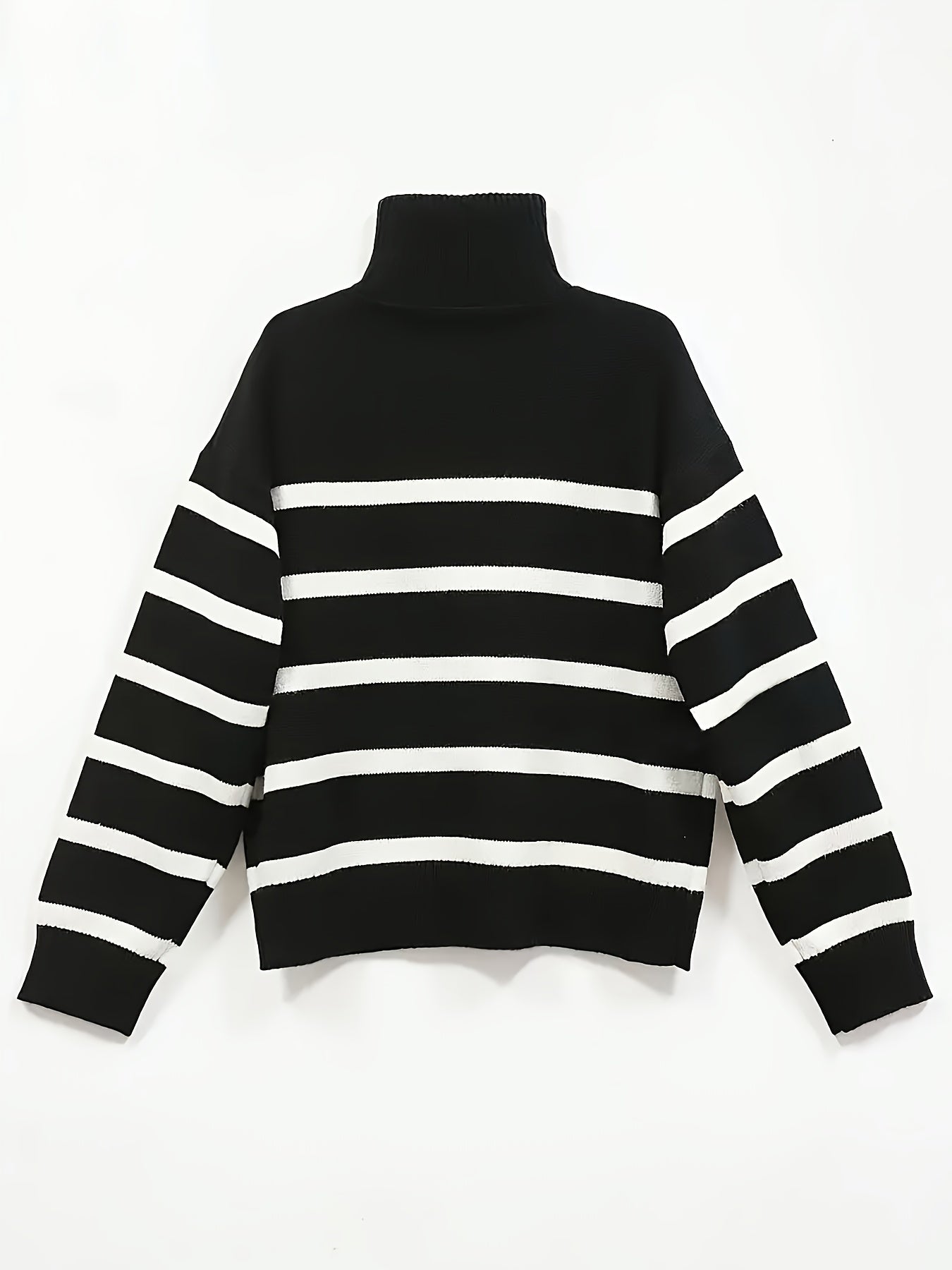 Soft Touch, Chic Striped Zip-Up Sweater for Women - Cozy & Thick, Perfect for Spring/Fall, Machine Washable