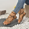 Sexy Leopard Print 1pc Flat Sandals - Comfortable Summer Fabric Upper Open Toe Slip-On Flats with Rubber Sole, No High Heel