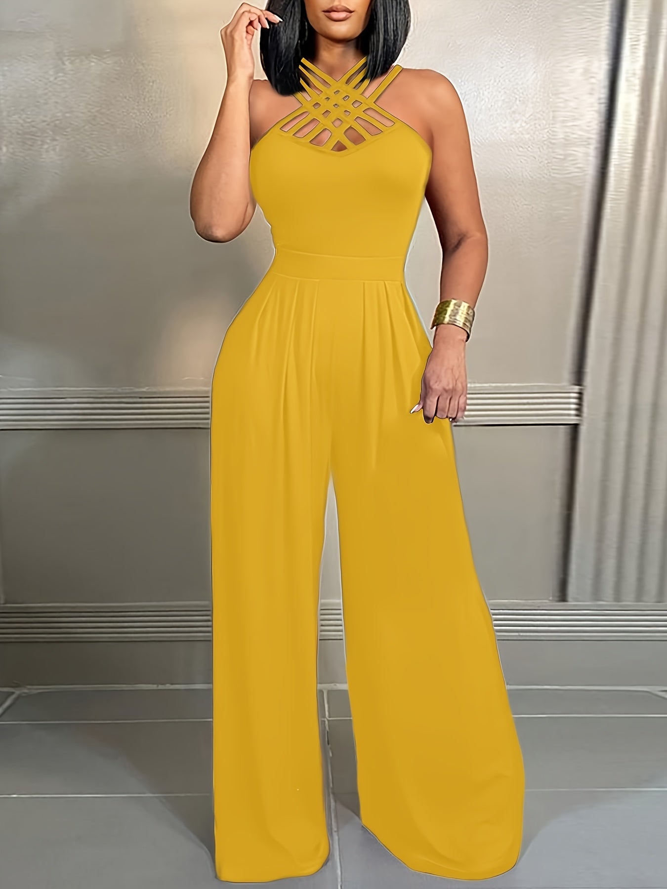 Women's Elegant High-Waisted Dress Pants – Tailored Fit, Solid Color, Soft Polyester Fabric, All-Season Trousers for Office & Formal Wear