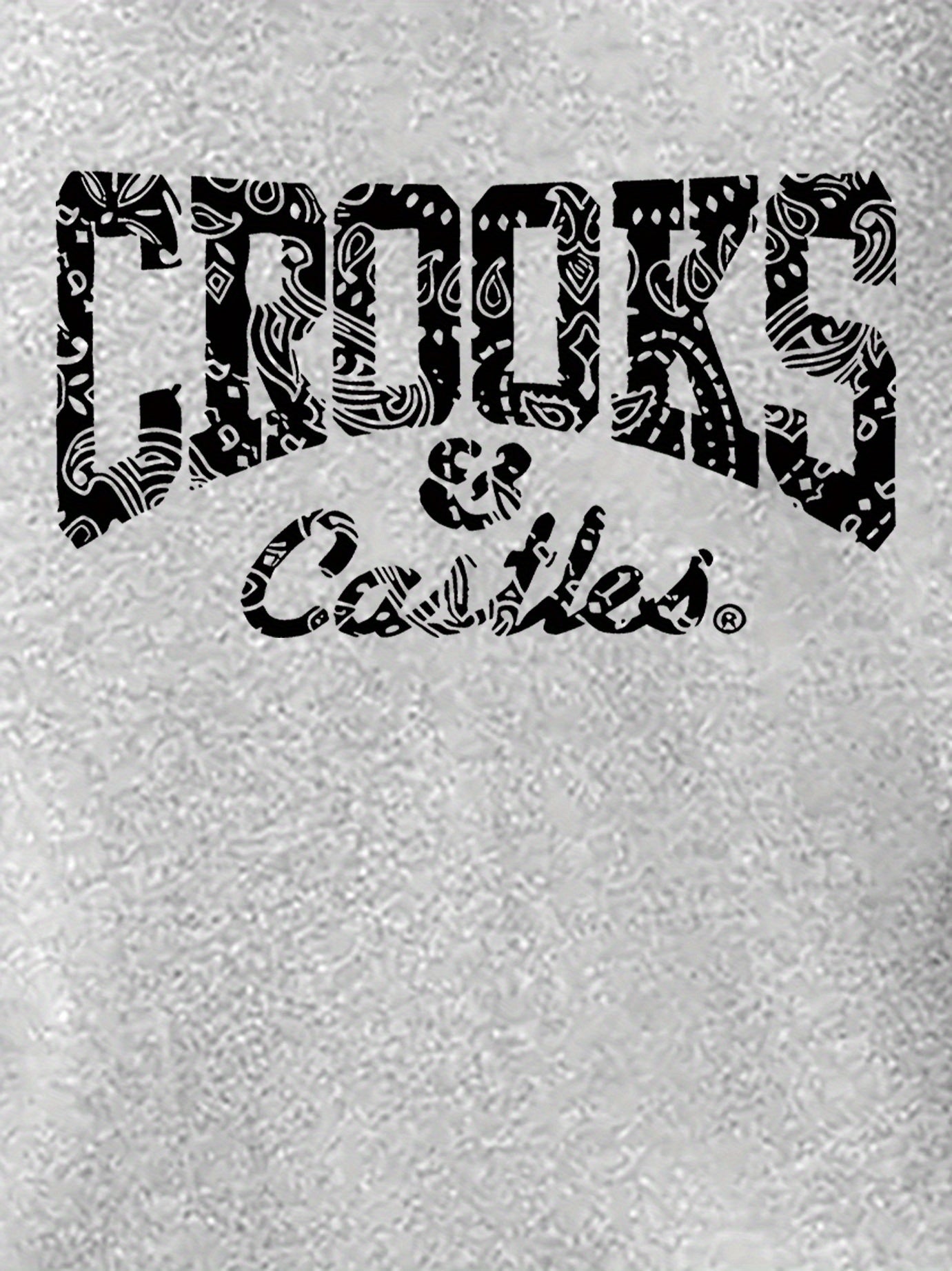 Women's Casual Sports Hoodie with Kangaroo Pocket, 100% Polyester Knit Fabric, Light Gray Heathered Texture, Bold "CROOKS & CASTLES" Letter Print, Relaxed Fit Pullover Sweatshirt for All Seasons