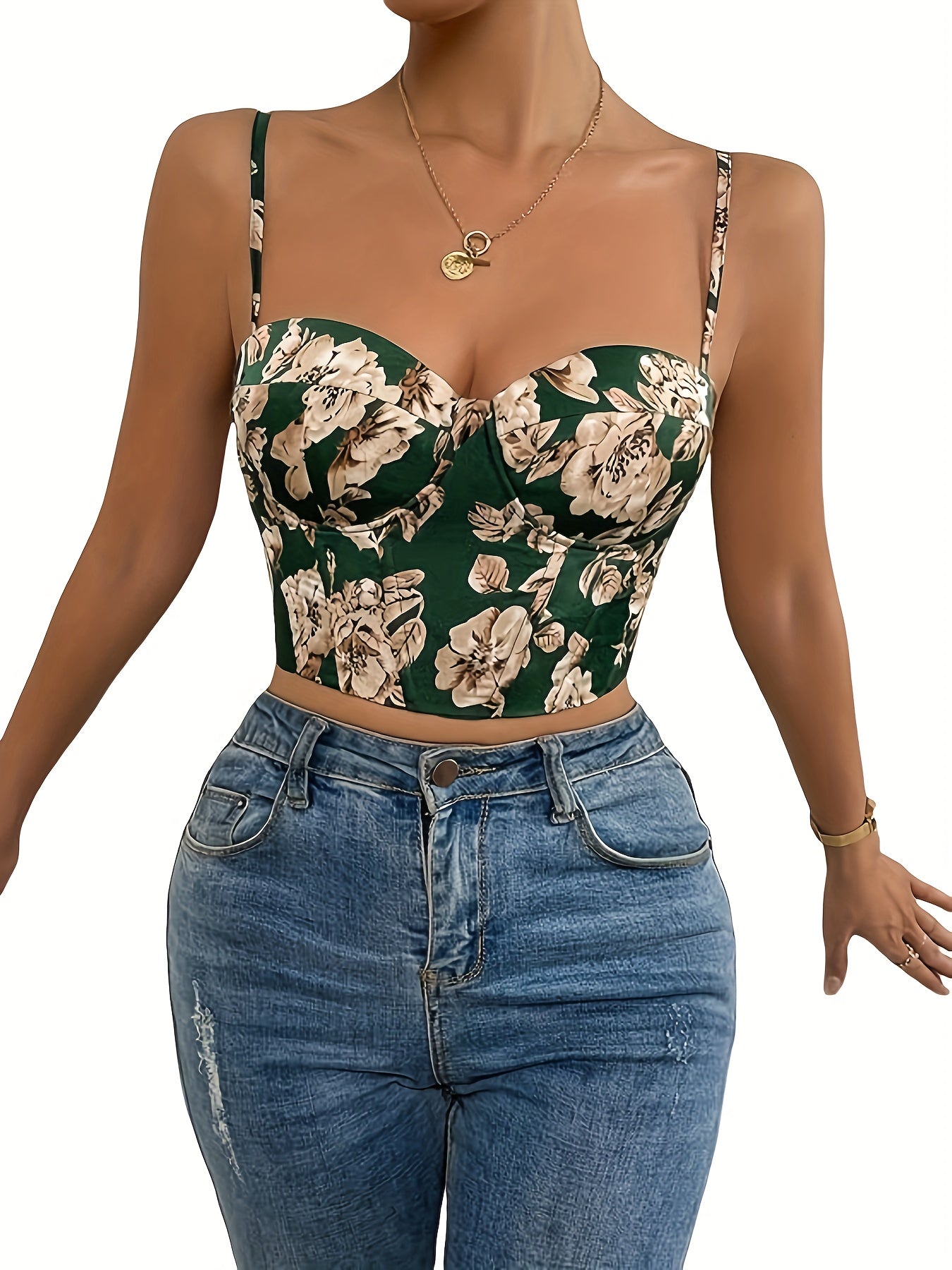 Vibrant Floral Lace Up Bustier Cami Top - Stylish Sleeveless Tank & Camis for Summer - Women's Fashion Clothing with Comfortable Design and Adjustable Straps