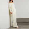 Goddess Temperament Off-shoulder Collar Jumpsuit Elegant Socialite High Waist Slimming Draping Wide Leg Trousers