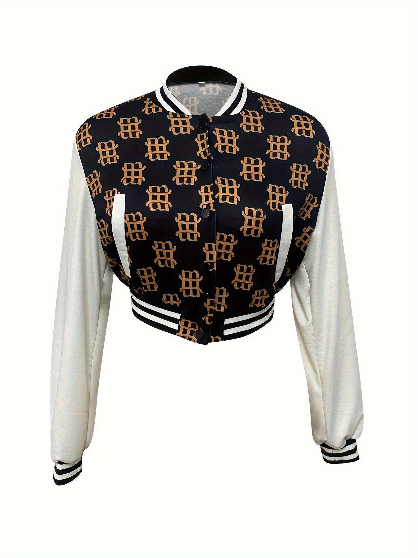 2023 new black fashion casual printed patchwork long sleeves two piecesWomen's pants suit