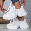 Women's Lightweight Casual Sneakers - Breathable Synthetic Cover & Fabric Upper, Cushioned EVA Sole, Low-Top Lace-Up Design for Spring Walking & Casual Attire, Ladies Sneakers