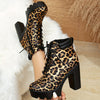 Women'S Leopard Print High-Top Ankle Boots with Zip Closure, Round Toe, Block Heel, Man-Made Upper, Lining, PU Sole, Insole, Ultra High Heel, Patterned Fashion Booties with Slip-Resistant Outsole - Hand Wash Or Dry Clean