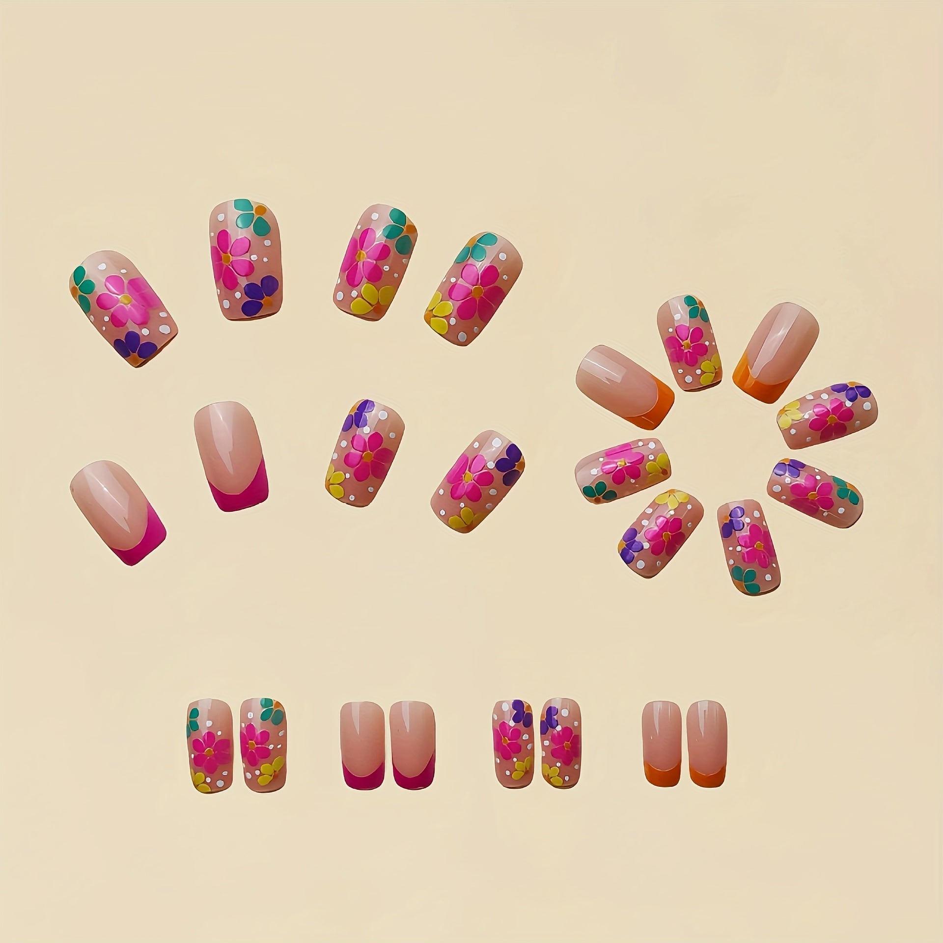 Upgrade Your Style 24pcs of Wearable Nail Stickers with Flower Design, Whitening and Versatile High-end Freshness, False Nails Extension Removable Nails Set with Jelly Glue 1 Nail File