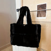 Chic Faux Fur Shoulder Bag for Women - Spacious & Versatile, Magnetic Closure, Faux Leather Lined - Available in Pink, Deep Brown, White, Black