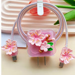 5pcs 3D Flower Cartoon Data Cable Protection Sleeve Winder, Suitable for Apple 20W/18W Charger, iPad Fast Charging Data Cable Soft Shell Protective Sleeve