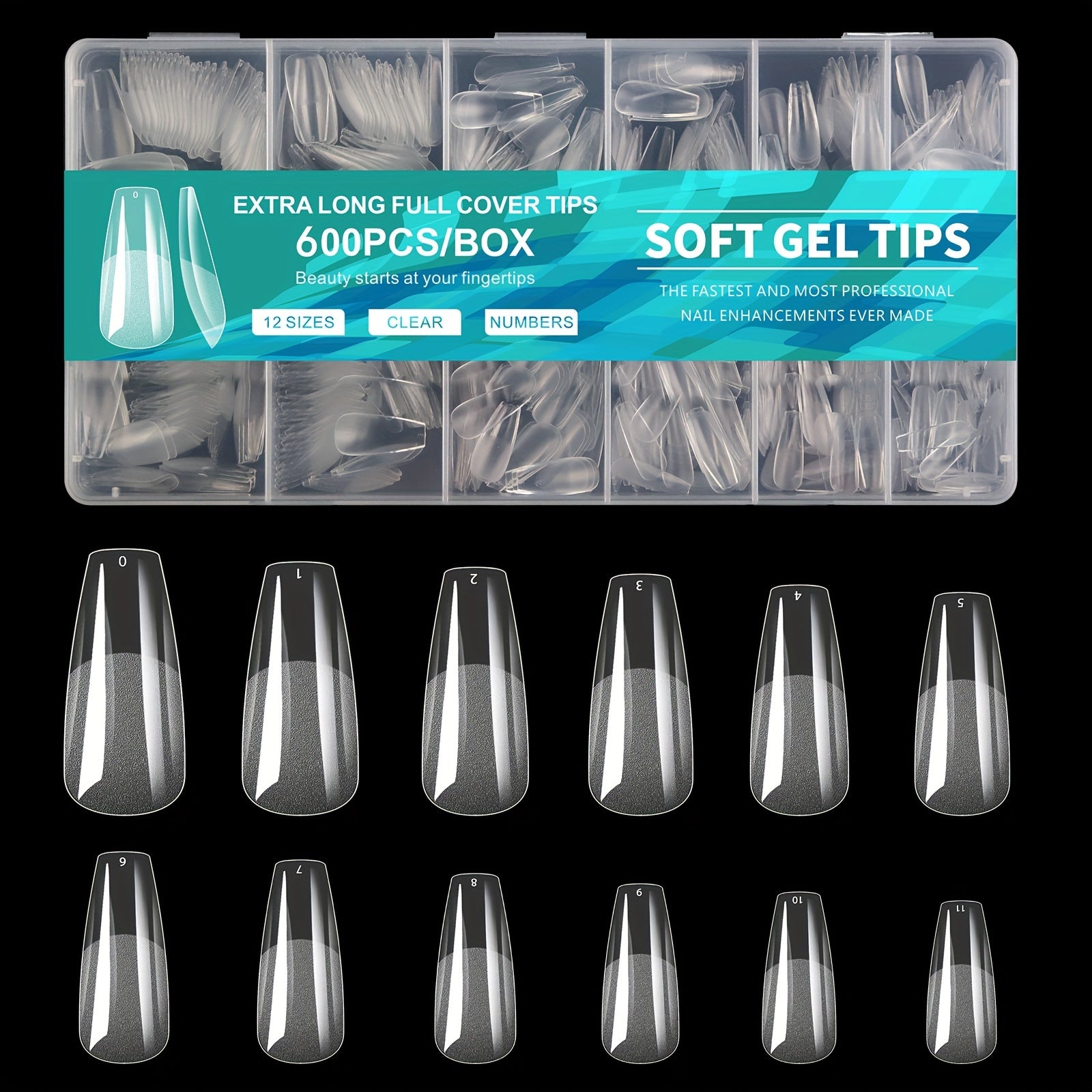 600pcs Soft Gel Nail Tips – Half Matte Clear Square Shape, Pre-Shaped Acrylic Extension Tips for Professional Manicures, Short Length Press-On Nail Art Kit