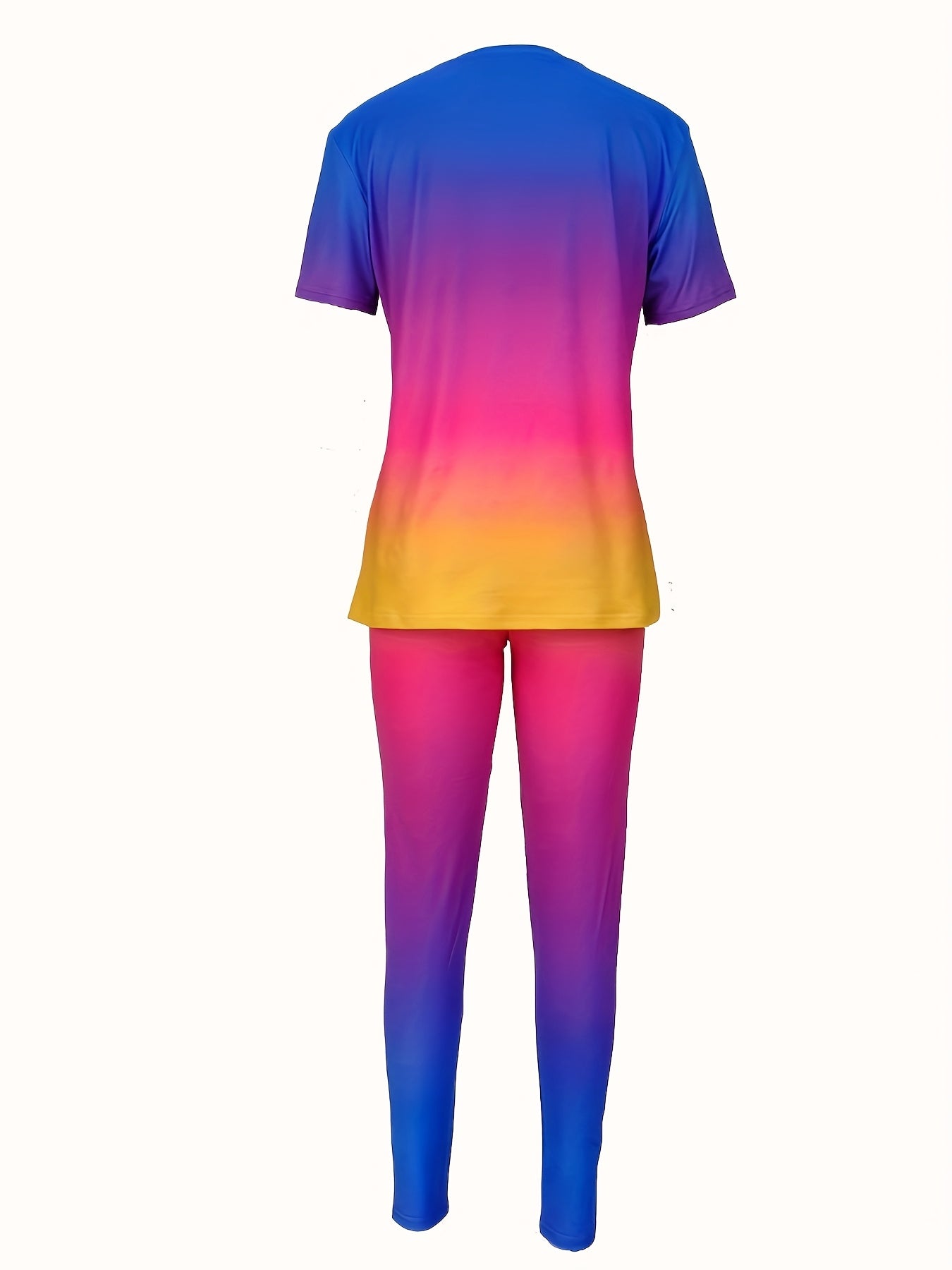 Casual Two-Piece Set with Crown and Queen Print, Short Sleeve Crew Neck T-Shirt and Leggings, Women's, Polyester Blend, Spring/Summer Collection