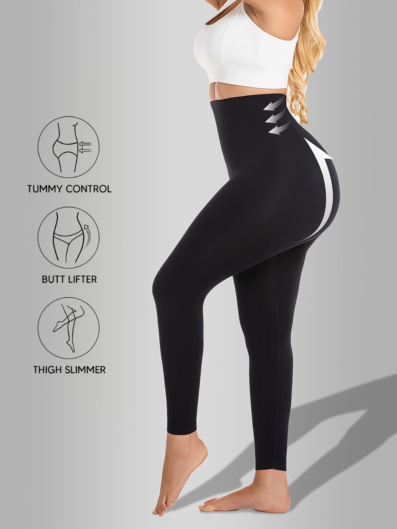 Women's High-Waisted Tummy Control Yoga Pants - Slimming Black Leggings for Fitness & Casual Wear, Stretchy & Supportive Design for All-Day Comfort