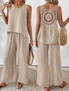 Exclusive Elegant Vacation Solid Color Sleeveless Top and Wide Leg Pants