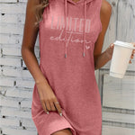 Women's LIMITED EDITION Graphic Hooded Dress - Summer Casual Short Sleeve Fitted Dress with Heart Details, Machine Washable & Versatile for Casual Attire, Relaxed Style, Trendy Fashion, Stretchy Material, Fashion Lovers