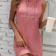 Women's LIMITED EDITION Graphic Hooded Dress - Summer Casual Short Sleeve Fitted Dress with Heart Details, Machine Washable & Versatile for Casual Attire, Relaxed Style, Trendy Fashion, Stretchy Material, Fashion Lovers