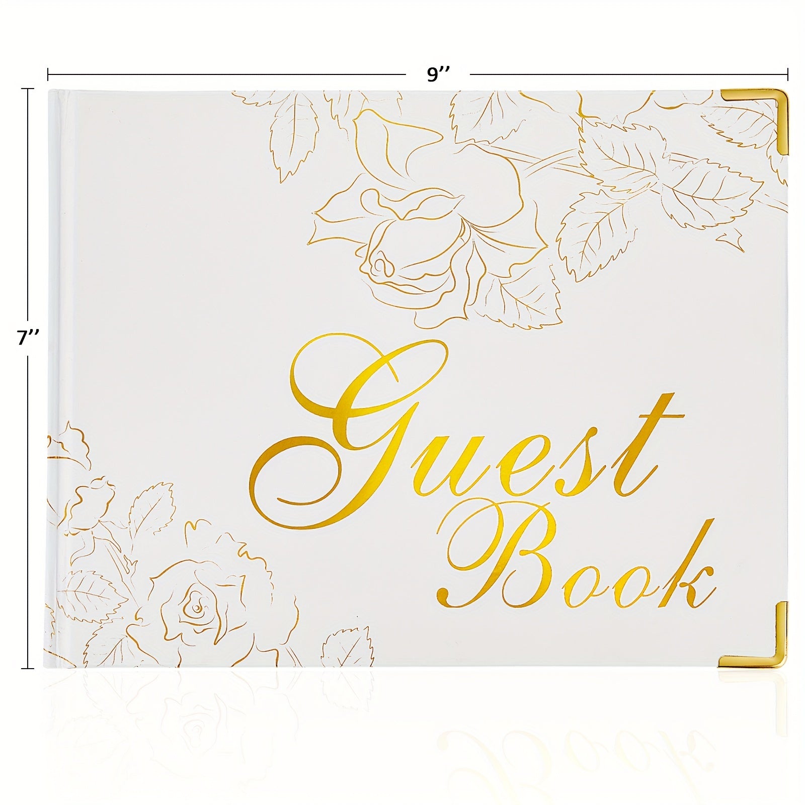 Guest Book 9"x7" Hardcover 120 Page/60 Sheets-Golden Foil Gilded Edgesfor Guests to Sign at a Wedding, Party, Baby or Bridal Shower