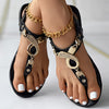 Women's Metal Decor Flat Thong Sandals - Stylish Open Toe Buckle Strap Slingback Shoes - Casual Roman Sandals - For Women - Summer Wear - Perfect Gift for Fashionable Ladies