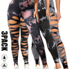 [3 Pack High Waist Yoga Leggings] 3 Pack Women's Tie Dye Cutout Tights High Waist Workout Yoga Leggings, Scrunch Butt Lifting Elastic Pants, Womens High Waist Yoga Pants Cutout Ripped Tummy Control Workout Running Yoga Skinny
