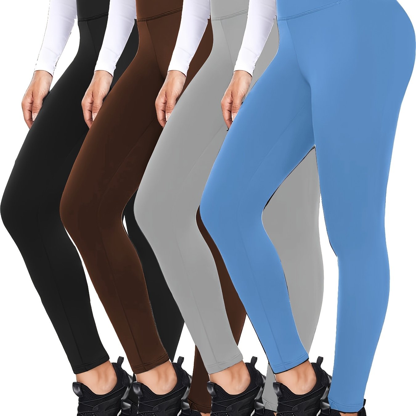4pcs Set Of Soft And Elastic Women's High Waisted Tight Pants - Comfortable Fitness Yoga Pants, Suitable for Fitness, Exercise, And Daily Wear Casual Pants