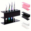 1pc Professional Eyelash Extension Tool Organizer, 6-Slot Acrylic Storage Holder for Eyelash Tweezers, Hypoallergenic Makeup Beauty Instrument Stand, No Power Required