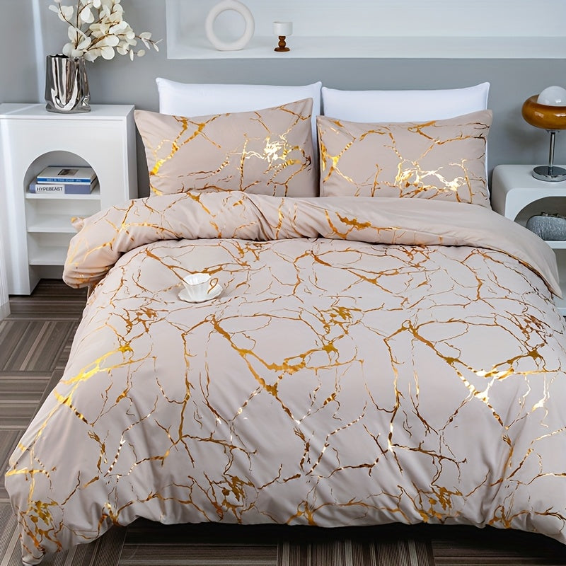 3pcs Super Soft Breathable Duvet Cover Set - High-Grade Bronzing Texture, 1 Duvet Cover + 2 Pillowcases, Ideal for All-Season Home Dormitory Use
