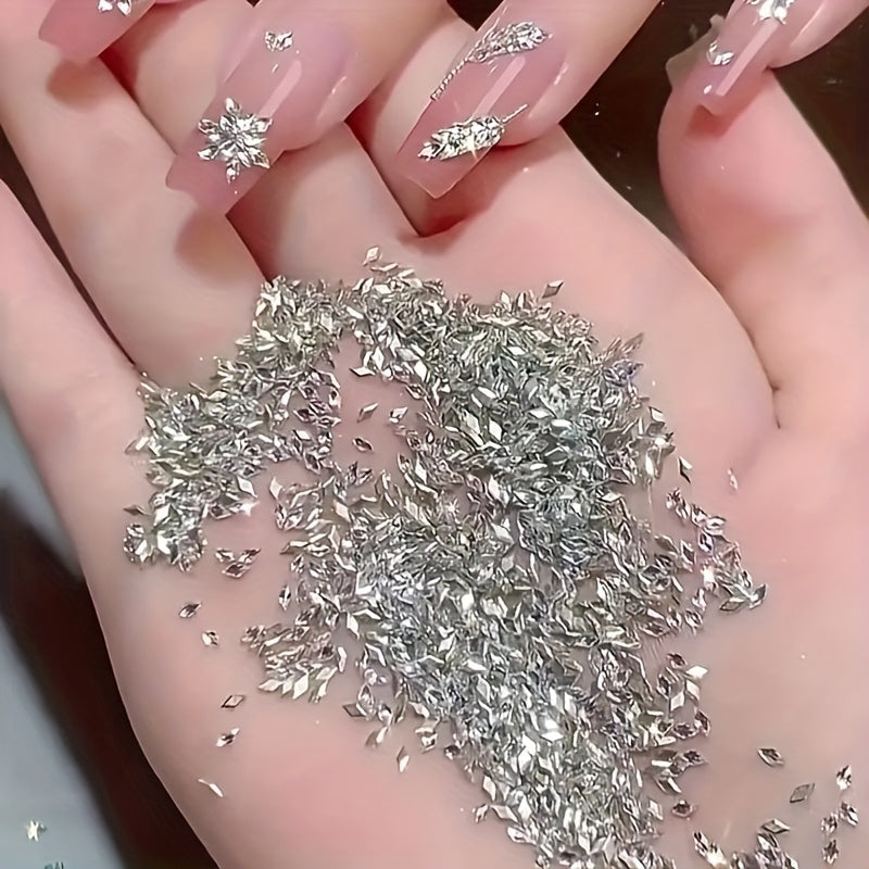 100pcs/bag 1.5*3mm Rhombus Cubic Zirconia Nail Charms, White Glitter Diamond Shaped Rhinestones, Low Allergenic Nail Art Jewelry, Bridal Manicure Accessories, Nail Decoration Supplies for Hand and Foot Care