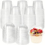 100pcs 8oz Clear Plastic Cup Dome Lid Disposable Cake Cup Lid Dessert Cup Fruit Ice Cream Cupcake Pudding Party Party Cups
