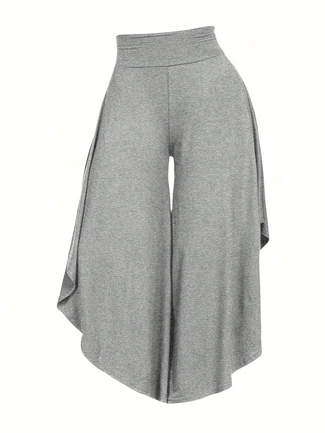 Solid Color Asymmetrical Wide-Leg Pants