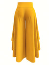 Solid Color Asymmetrical Wide-Leg Pants