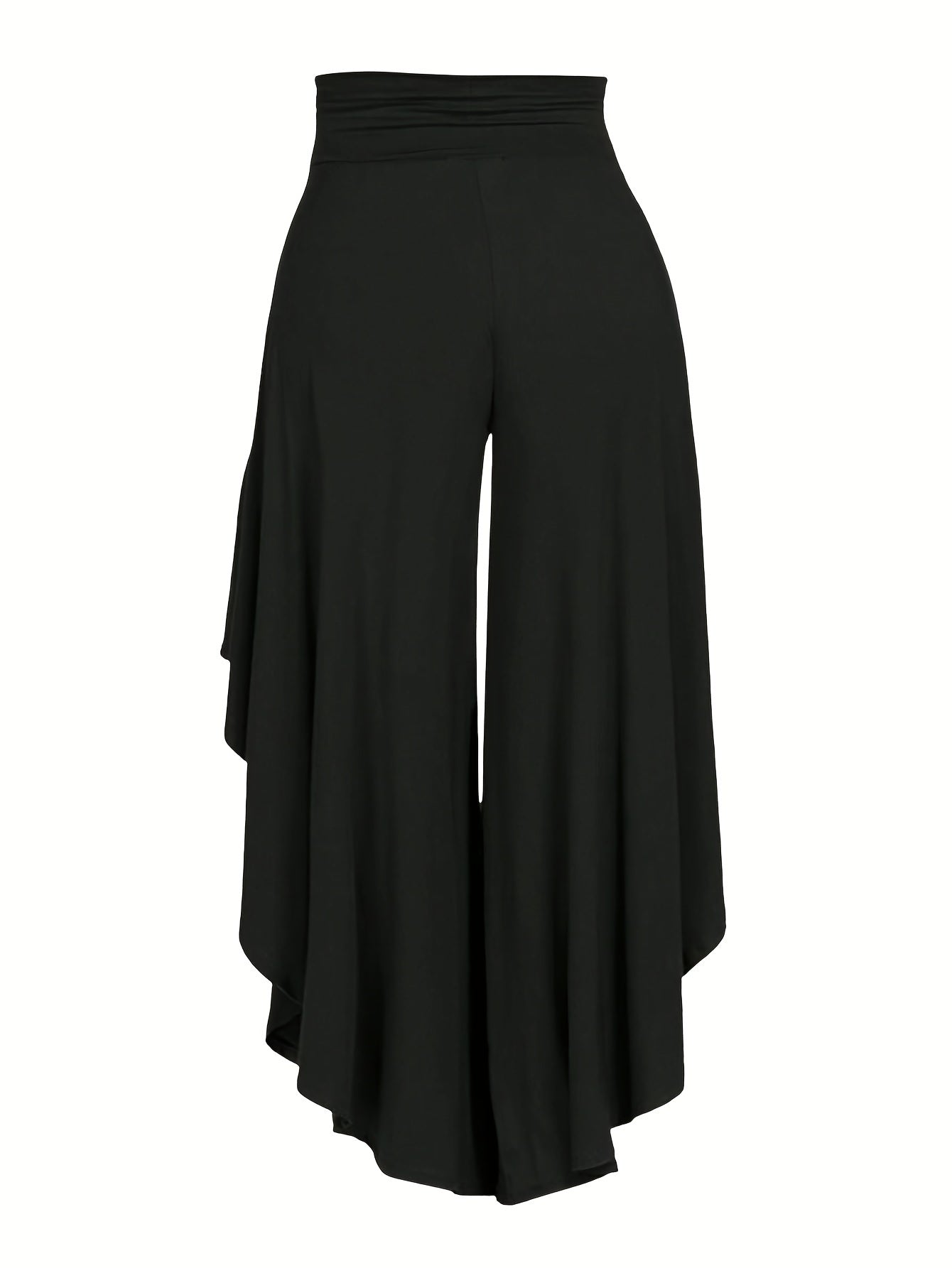 Solid Color Asymmetrical Wide-Leg Pants