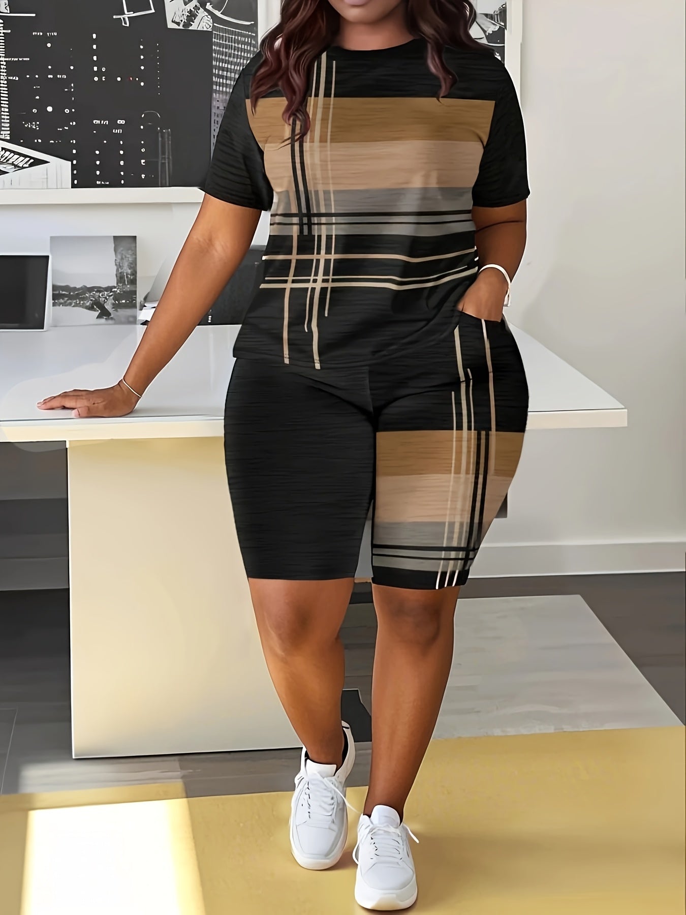 2pcs Women's Casual Floral Print Set - Smooth Polyester Knit Fabric, 180g/m², Micro Elasticity - All Season Comfortable Outfit | Double Pockets | Machine Washable