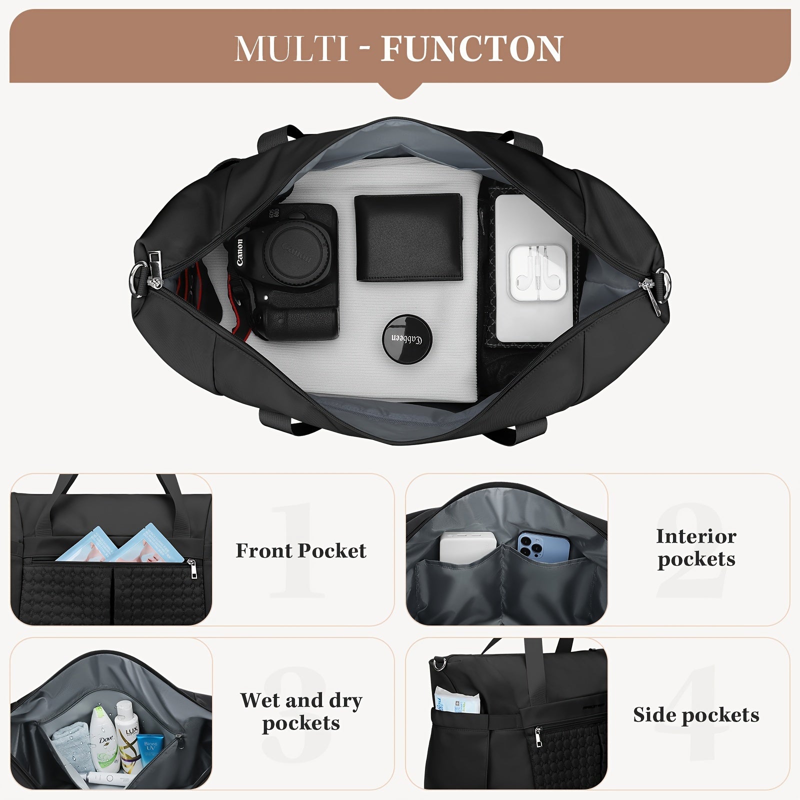 Luxury Large Capacity Duffle Bag, Women'S Gym Bag, 10.57gal Travel Luggage with Shoe Compartment And Wet Pocket, Waterproof Weekend Bag, Sports Tote for Swimming And Yoga.