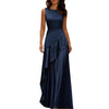 French-style Elegant Round-neck Sleeveless Dress A Fashionable Maxi Skirt With Ruffled Hem