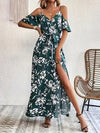 Women'S Elegant Off-Shoulder Floral Print Maxi Dress with Lace-Up Detail - Perfect for All Seasons, Adult, Casual to Formal Wear, Casual Dressing | Floral Print Dress | Laceup Detail, Floral Maxi Dress