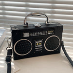 Sheng Da Trendy Crossbody Bag, Solid Color Textured Recorder Pattern, Polyester Lined Messenger with Buckle Closure, Painted Edges, Versatile Instagram Radio Box Shoulder Bag