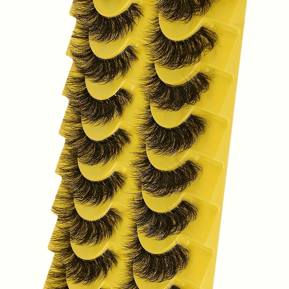 10 Pairs Luxurious 3D Faux Mink Eyelashes - Fluffy, Soft, Wispy Volume - Natural Long E-Girls Style, D Curl, 10-12mm - Perfect for Dramatic Eye Enhancement