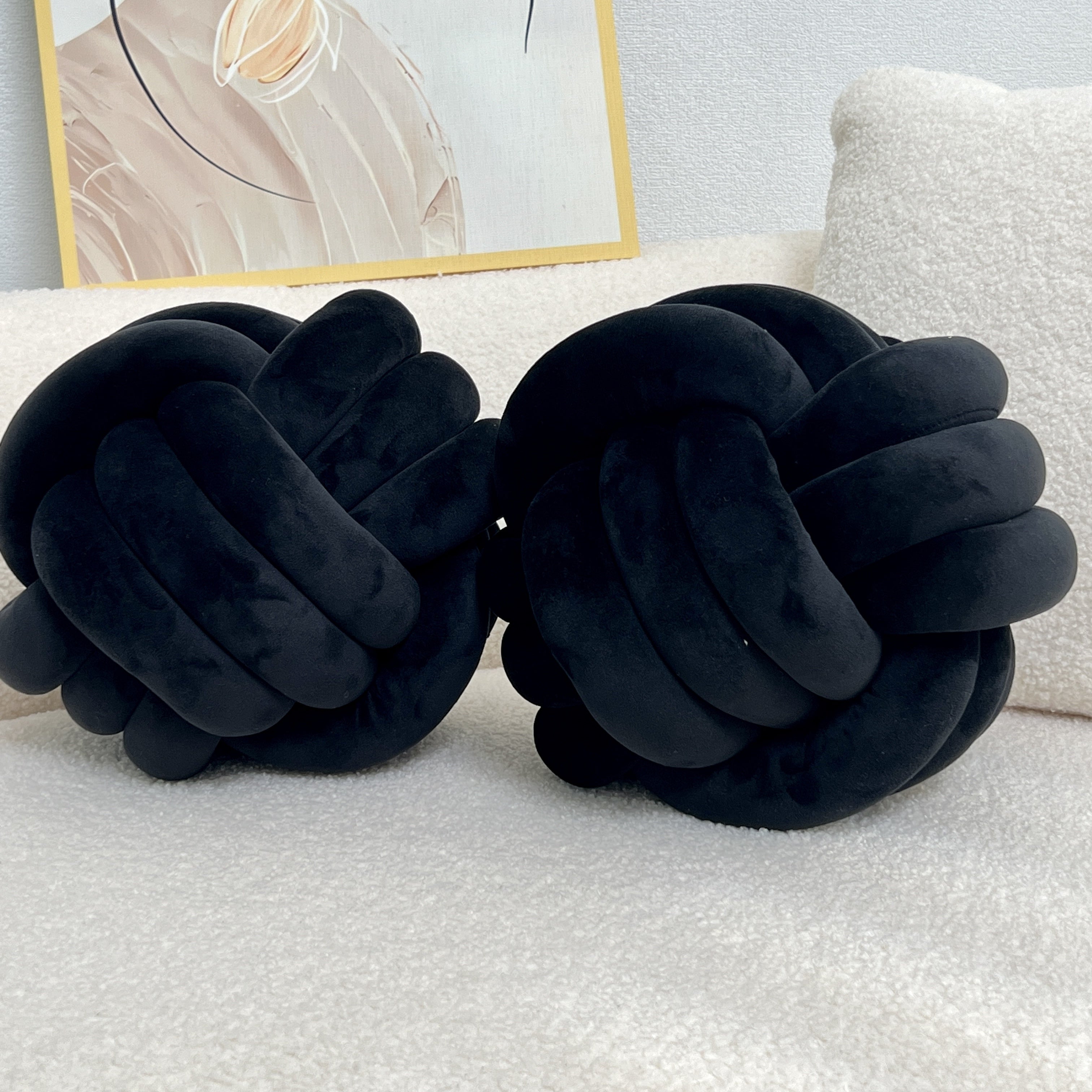 [Soft Plush Knot Ball Pillows] 2pcs Soft Plush Knot Ball Pillows - Minimalist Stress-Relieving Round Cushions - Machine Washable for All-Season Comfort