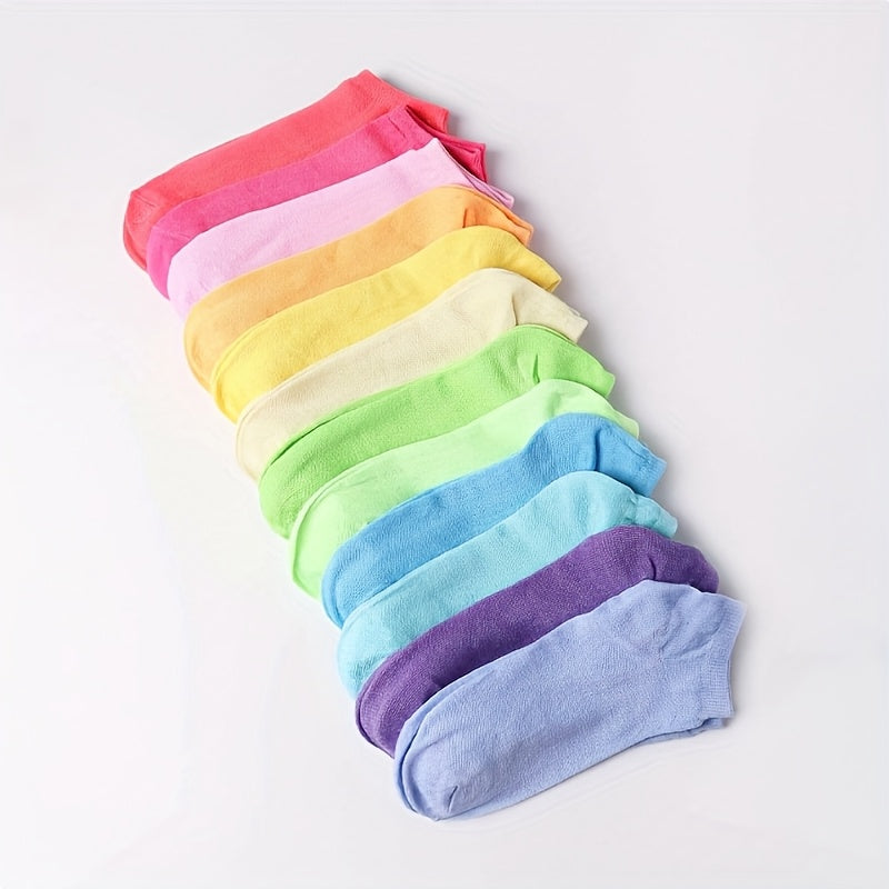20 Pairs Women's No-Show Socks - Geometric Pattern, Smooth Polyester Fabric with 120g/m² Weight - Casual & Gift-Perfect | Soft & Breathable | Ribbed Low Cut Design