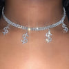 Glamorous Shiny US Dollar Symbol Necklace, Full Of Rhinestones Hip-hop Necklace Collarbone Chain