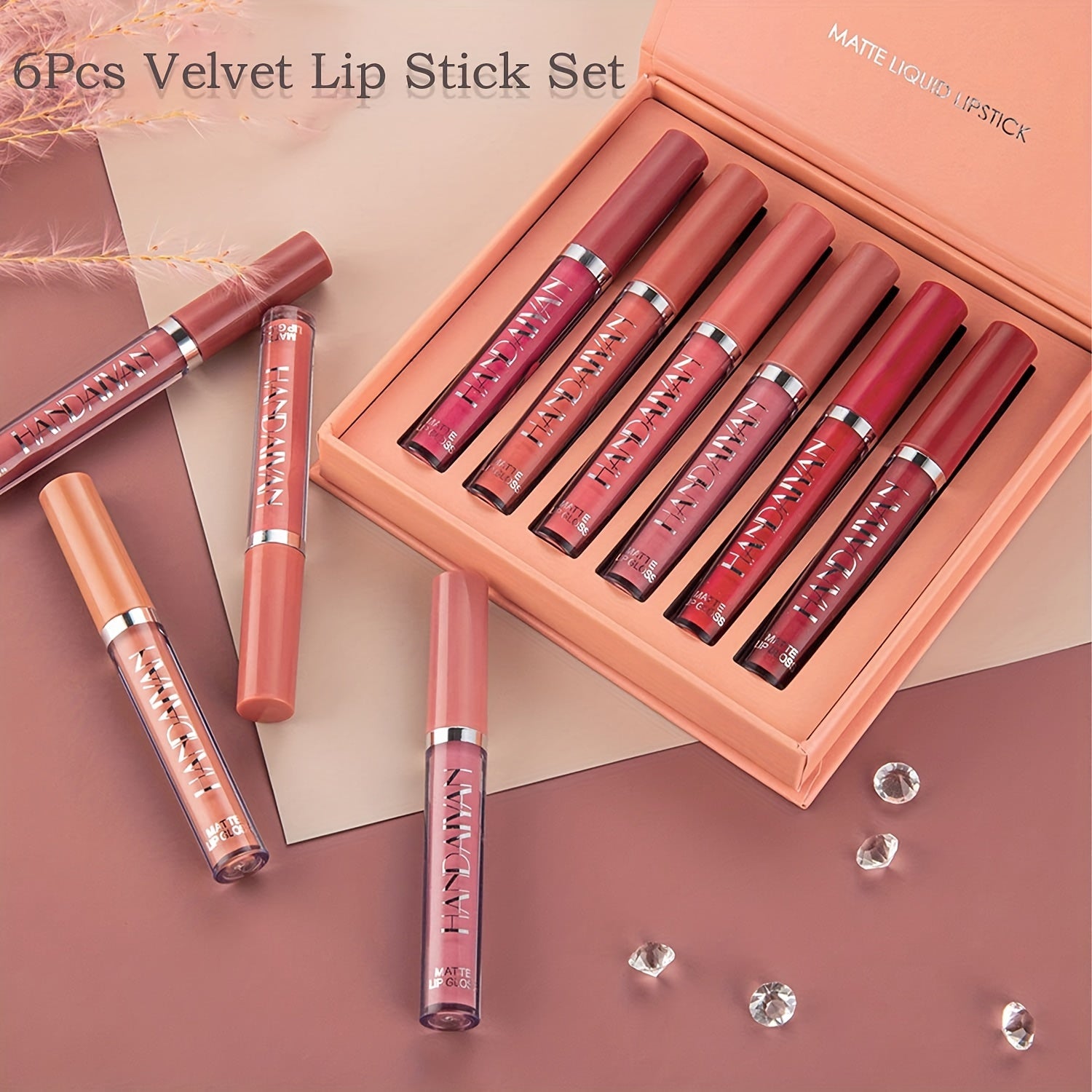 6 Pcs Matte Long-Lasting Wear Liquid Lipstick Makeup Set, Non-Stick Cup Waterproof Not Fade Lip Gloss
