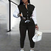 Casual Two-piece Set, Button Front Bomber Jacket & Drawstring Pants Outfits, Women's Clothing
