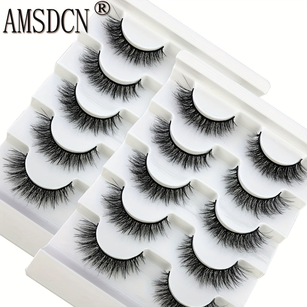 AMSDCN 10 Pairs Of 2pcs 3D Fluffy And Thick Eyelashes Naturally Curled And Soft Faux Mink Eyelashes - Reusable, Suitable For Daily Use And Various Occasions