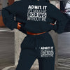 Women's Casual Hoodie & Jogger Set - Letter Print, Long Sleeve with Pockets, Polyester Blend, Machine Washable - Perfect for Fall/Winter