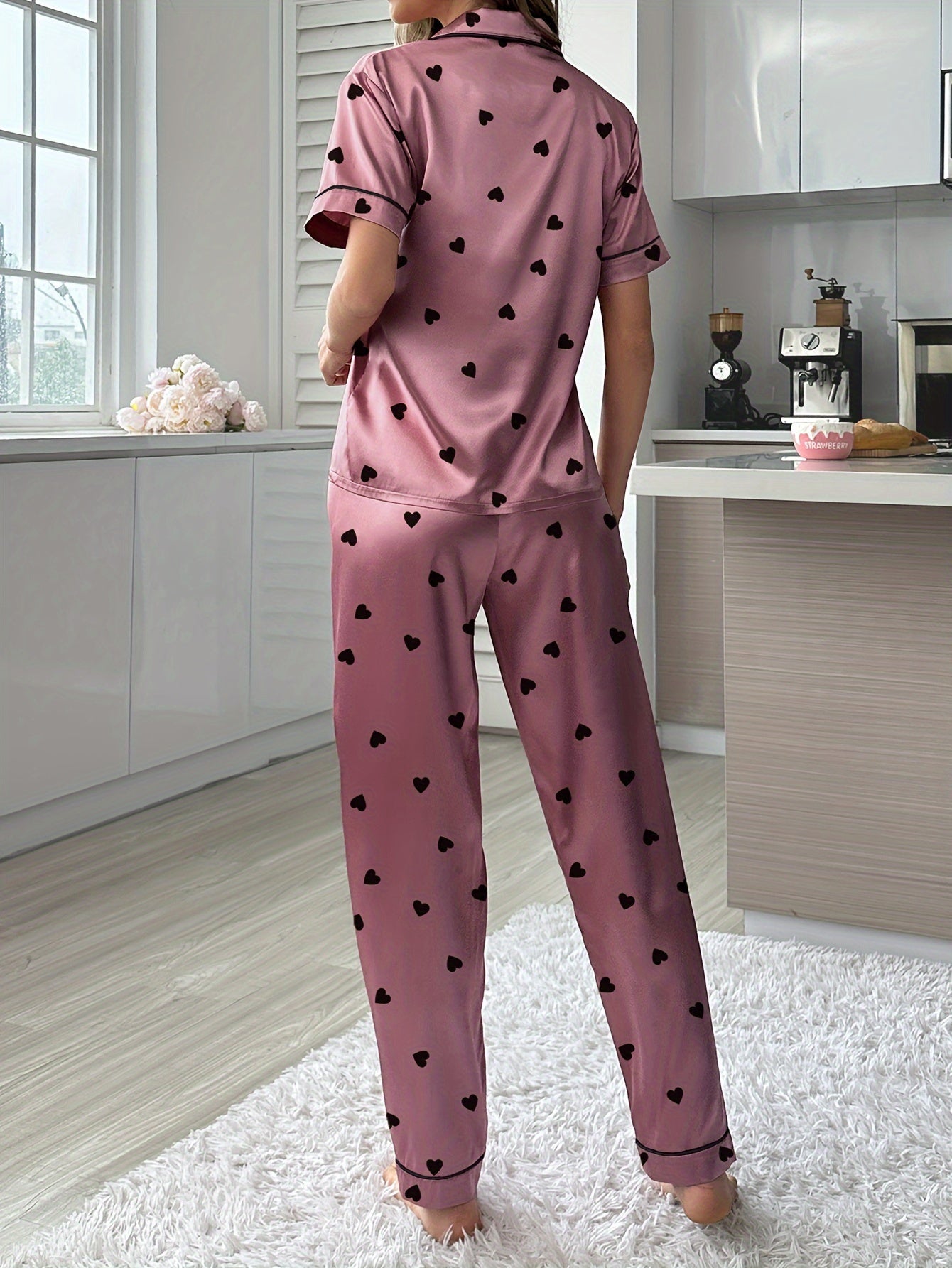 Velvet Love Print Pajama Set