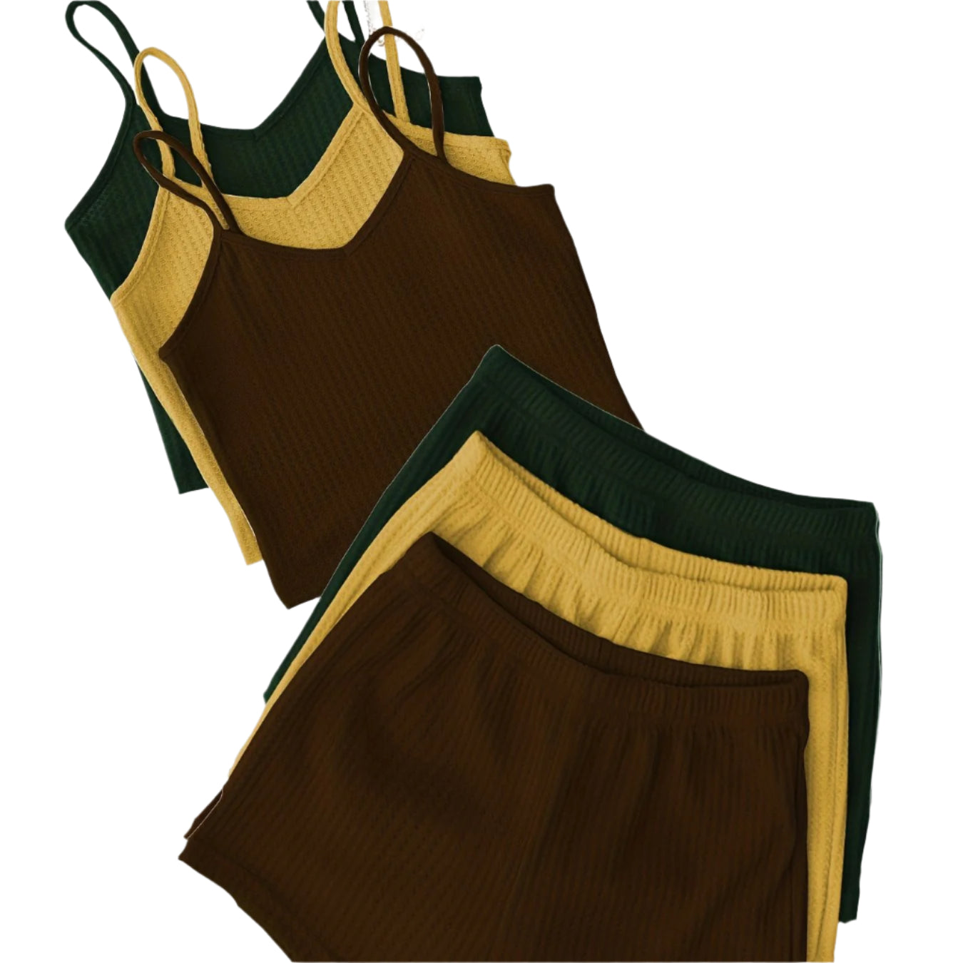 3-Pack Women's Lounge Sets – V-Neck Cami Tops & Elastic Waist Shorts, Backless Solid Color Two-Piece Outfits for Everyday Comfort