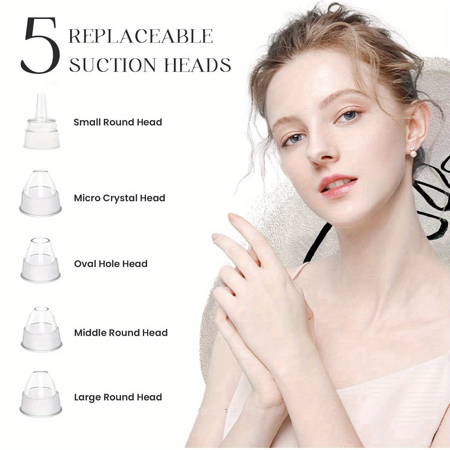 Blackhead Remover, USB Rechargeable Facial Skin Cleansing Beauty Device, with 5 Replacement Heads, Skin Care Tool Kit Gift for Mom on Mother'S Day