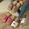Women's Plush Open-Toe Slippers - Cozy Indoor House Shoes with Soft Rabbit Fur Lining, Quilted Design, and Cover Strap in Brown, Pink, or White, Perfect for Bedroom Comfort, House Slippers