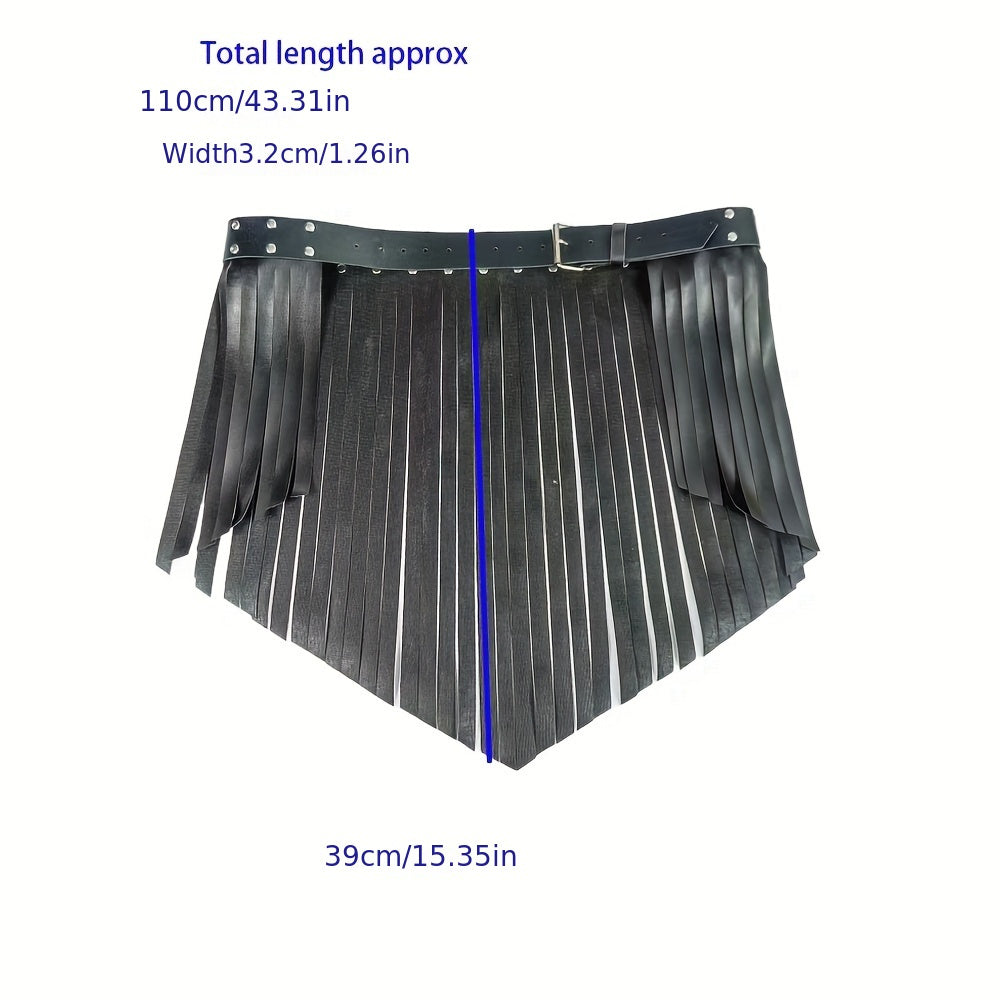 Fashionable Black Leather Fringe Skirt - Perfect for Daily Wear and Parties